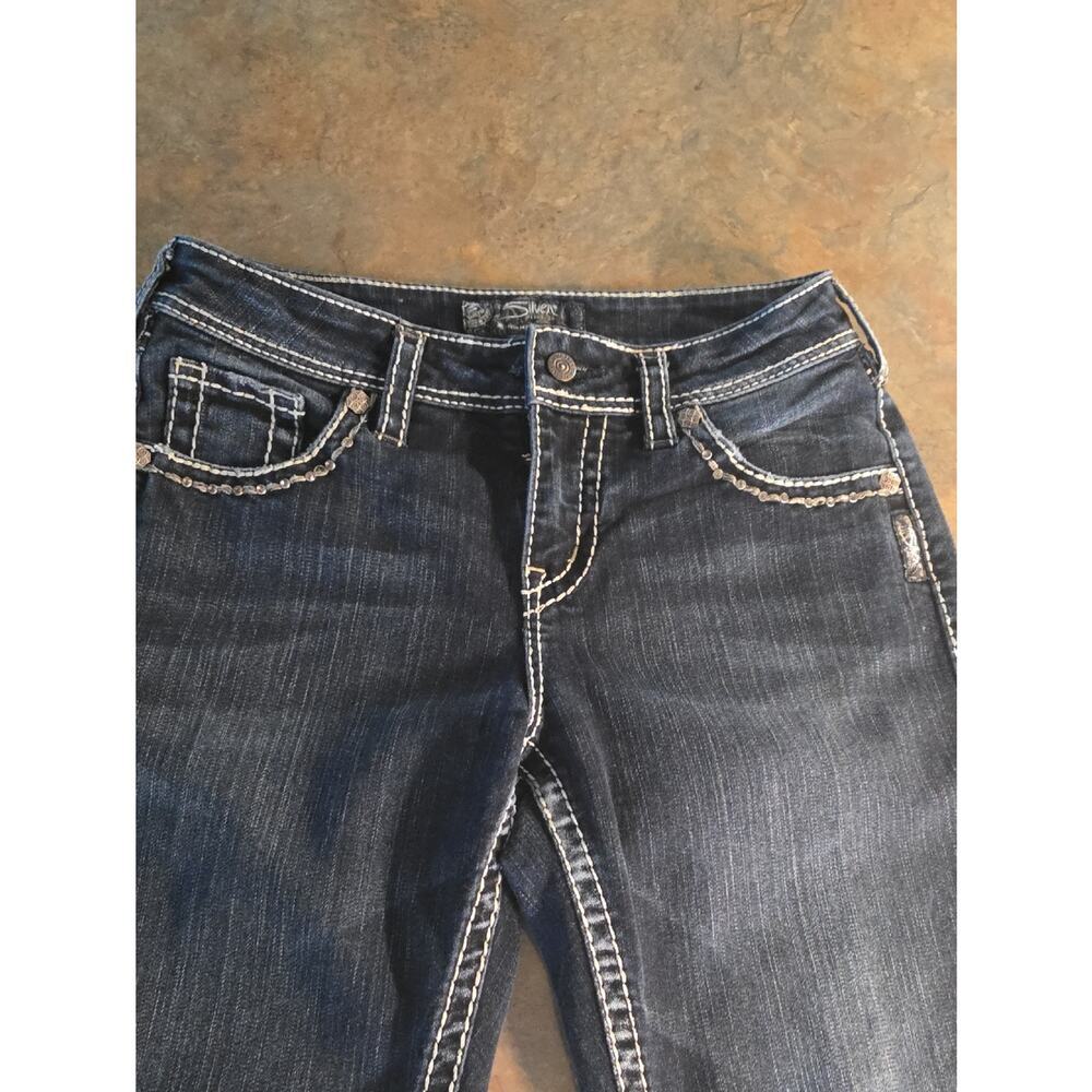 Silver Jeans Women's Dark Blue Skinny Jeans with Contrast Stitching